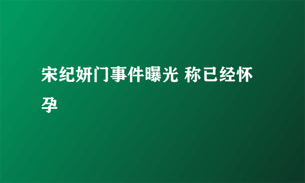 宋纪妍门事件曝光 称已经怀孕