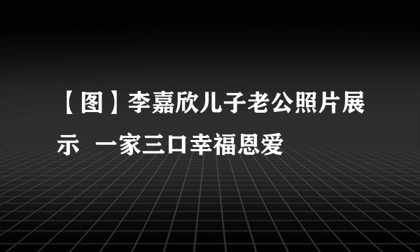 【图】李嘉欣儿子老公照片展示  一家三口幸福恩爱