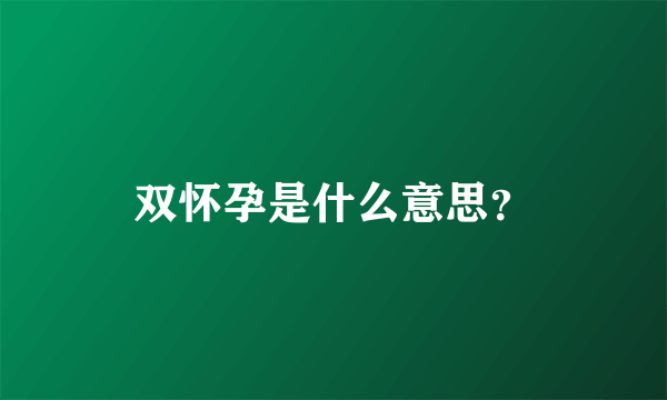 双怀孕是什么意思？