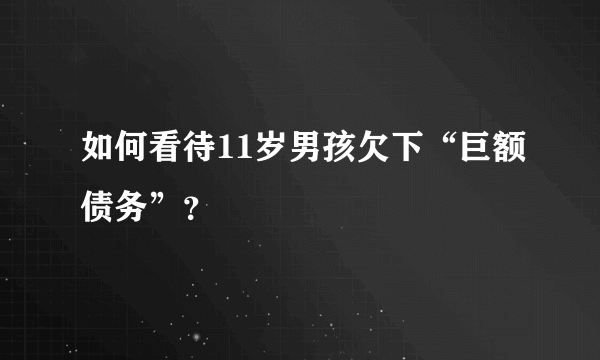 如何看待11岁男孩欠下“巨额债务”？