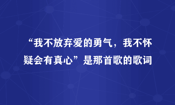 “我不放弃爱的勇气，我不怀疑会有真心”是那首歌的歌词