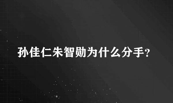 孙佳仁朱智勋为什么分手？