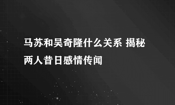 马苏和吴奇隆什么关系 揭秘两人昔日感情传闻