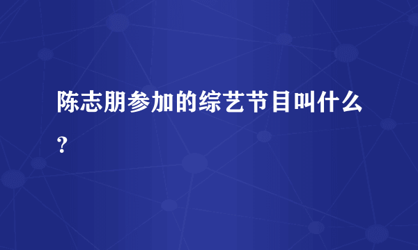 陈志朋参加的综艺节目叫什么？