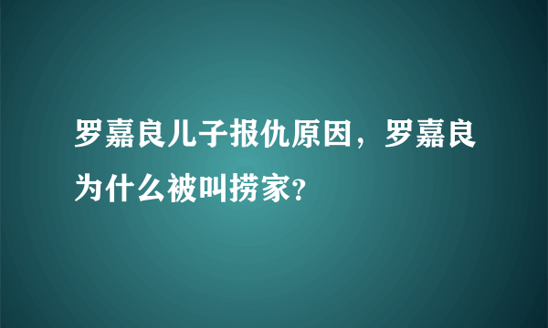 罗嘉良儿子报仇原因，罗嘉良为什么被叫捞家？