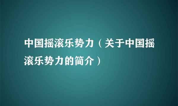 中国摇滚乐势力（关于中国摇滚乐势力的简介）