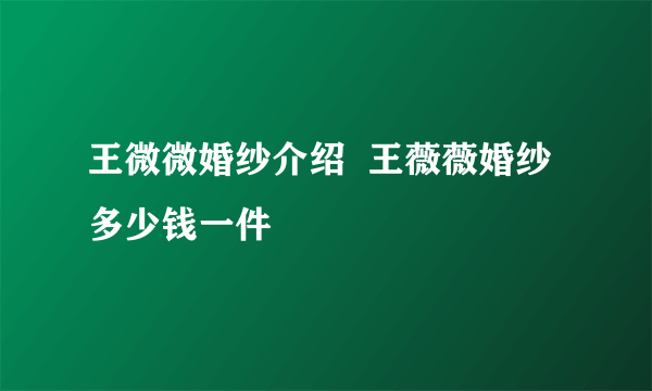 王微微婚纱介绍  王薇薇婚纱多少钱一件