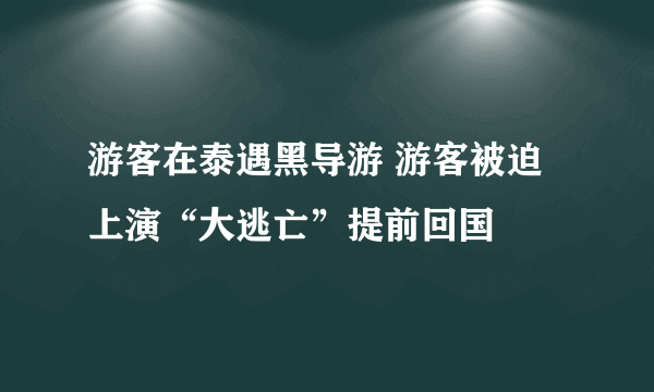 游客在泰遇黑导游 游客被迫上演“大逃亡”提前回国