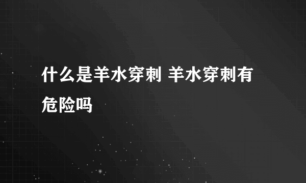 什么是羊水穿刺 羊水穿刺有危险吗