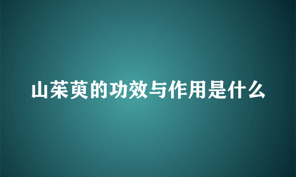 山茱萸的功效与作用是什么