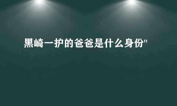 黑崎一护的爸爸是什么身份