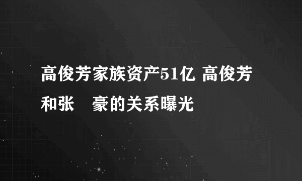 高俊芳家族资产51亿 高俊芳和张洺豪的关系曝光