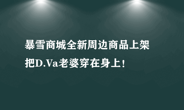 暴雪商城全新周边商品上架 把D.Va老婆穿在身上！