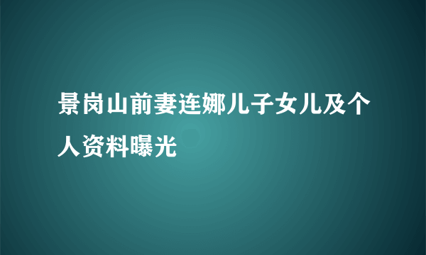 景岗山前妻连娜儿子女儿及个人资料曝光