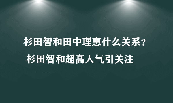 杉田智和田中理惠什么关系？ 杉田智和超高人气引关注