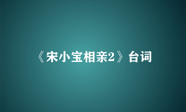 《宋小宝相亲2》台词