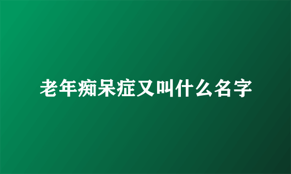 老年痴呆症又叫什么名字