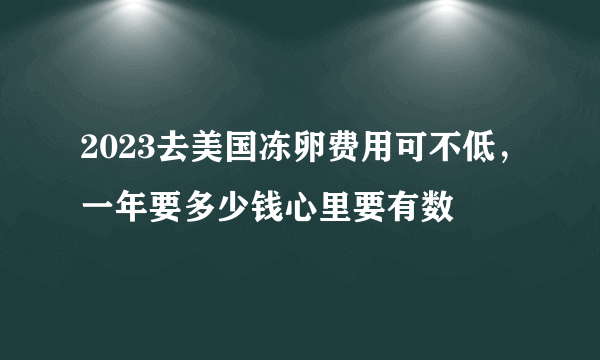 2023去美国冻卵费用可不低，一年要多少钱心里要有数