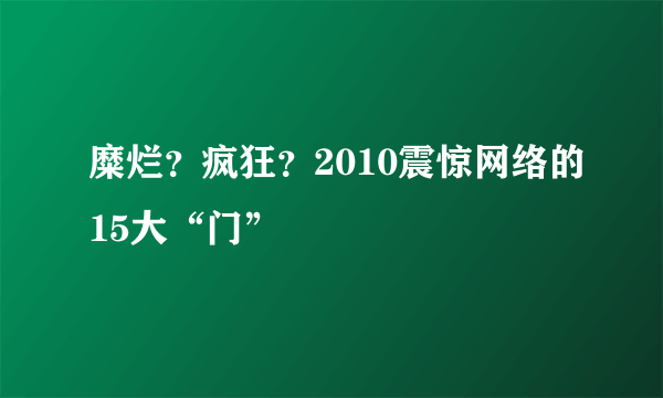 糜烂？疯狂？2010震惊网络的15大“门”