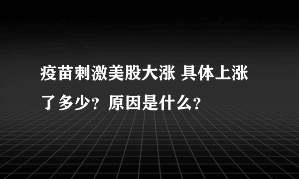 疫苗刺激美股大涨 具体上涨了多少？原因是什么？