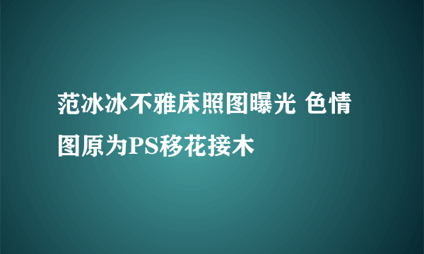 范冰冰不雅床照图曝光 色情图原为PS移花接木