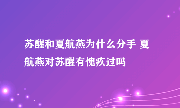 苏醒和夏航燕为什么分手 夏航燕对苏醒有愧疚过吗