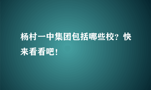 杨村一中集团包括哪些校？快来看看吧！