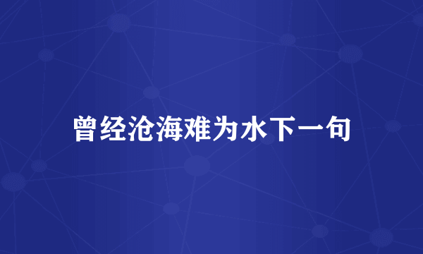 曾经沧海难为水下一句