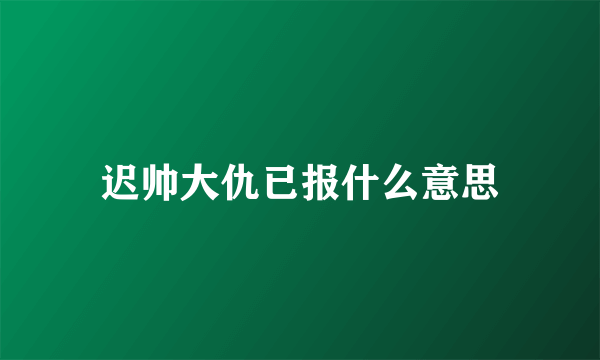 迟帅大仇已报什么意思