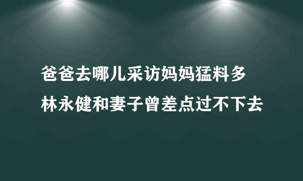 爸爸去哪儿采访妈妈猛料多 林永健和妻子曾差点过不下去