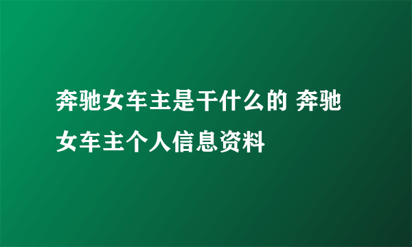 奔驰女车主是干什么的 奔驰女车主个人信息资料