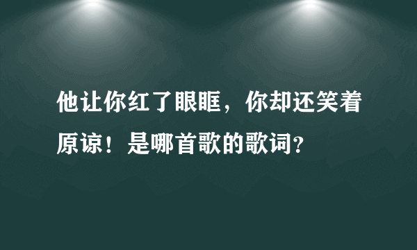 他让你红了眼眶，你却还笑着原谅！是哪首歌的歌词？