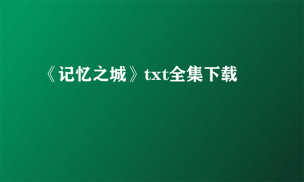 《记忆之城》txt全集下载