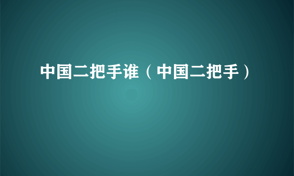 中国二把手谁（中国二把手）