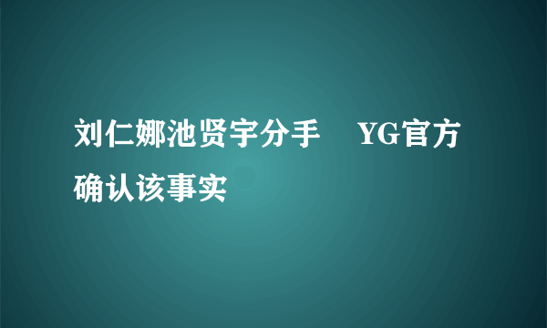 刘仁娜池贤宇分手    YG官方确认该事实