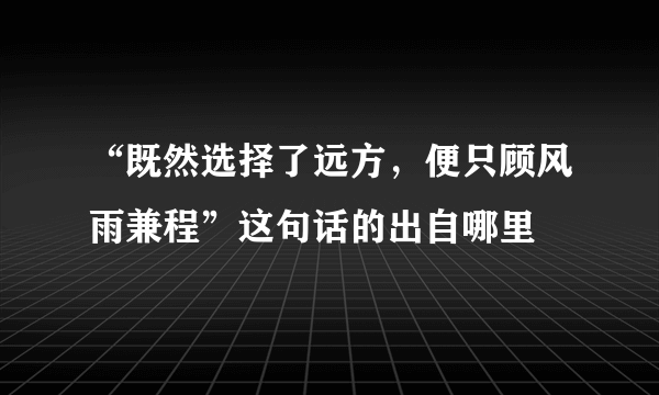 “既然选择了远方，便只顾风雨兼程”这句话的出自哪里