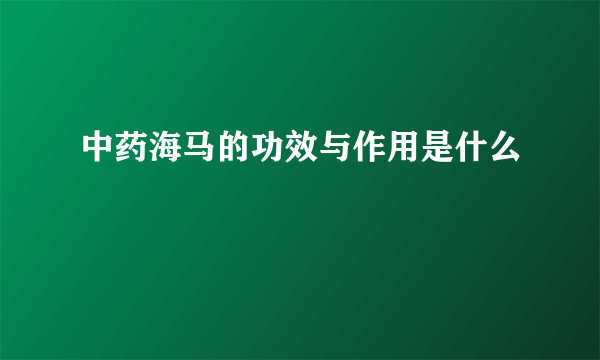 中药海马的功效与作用是什么