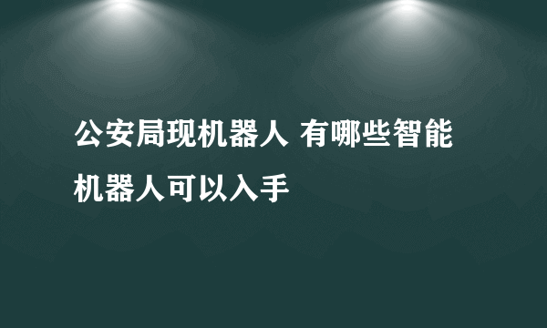 公安局现机器人 有哪些智能机器人可以入手