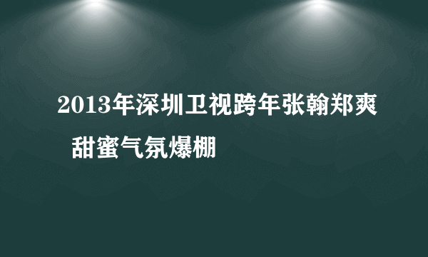 2013年深圳卫视跨年张翰郑爽  甜蜜气氛爆棚