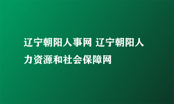 辽宁朝阳人事网 辽宁朝阳人力资源和社会保障网