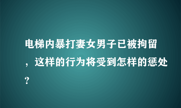 电梯内暴打妻女男子已被拘留，这样的行为将受到怎样的惩处？