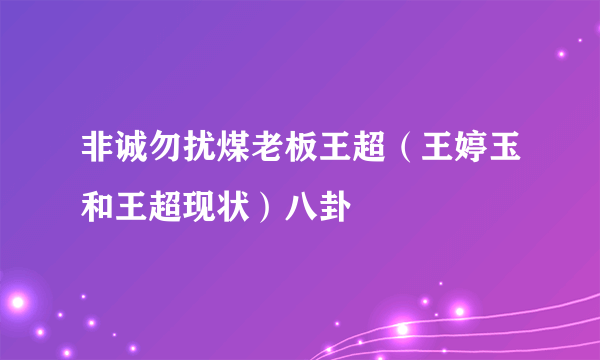 非诚勿扰煤老板王超（王婷玉和王超现状）八卦