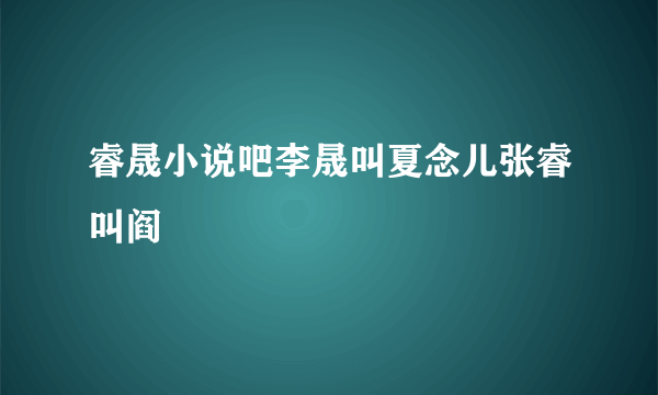 睿晟小说吧李晟叫夏念儿张睿叫阎