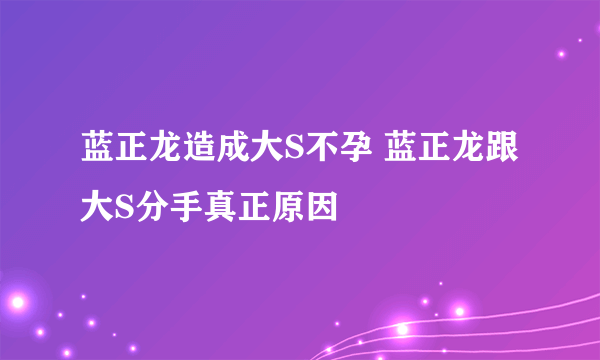 蓝正龙造成大S不孕 蓝正龙跟大S分手真正原因