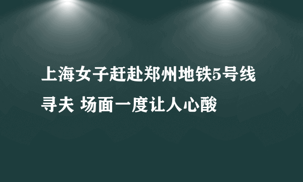 上海女子赶赴郑州地铁5号线寻夫 场面一度让人心酸