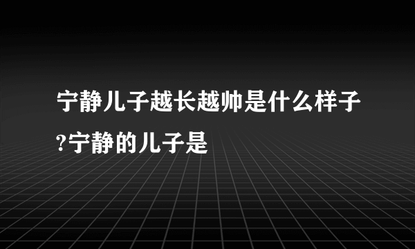 宁静儿子越长越帅是什么样子?宁静的儿子是