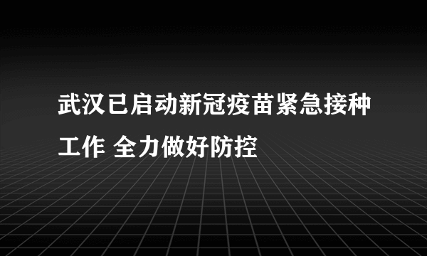 武汉已启动新冠疫苗紧急接种工作 全力做好防控