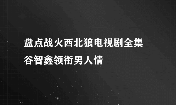 盘点战火西北狼电视剧全集 谷智鑫领衔男人情