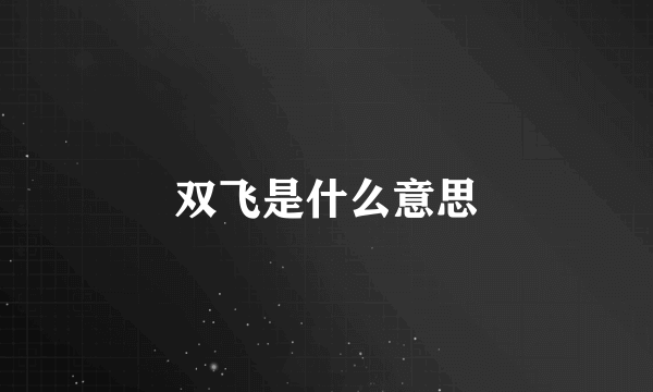 双飞是什么意思