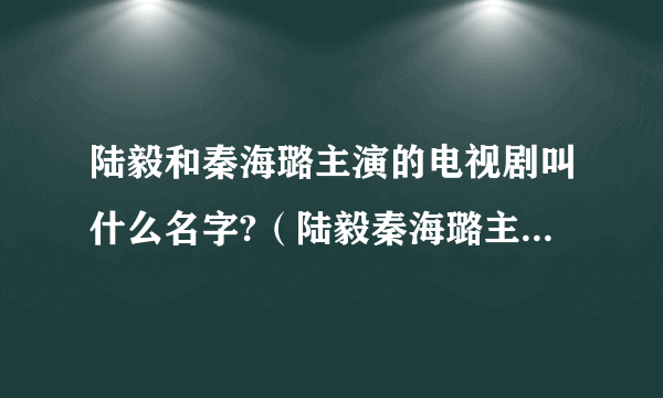 陆毅和秦海璐主演的电视剧叫什么名字?（陆毅秦海璐主演的电视剧）